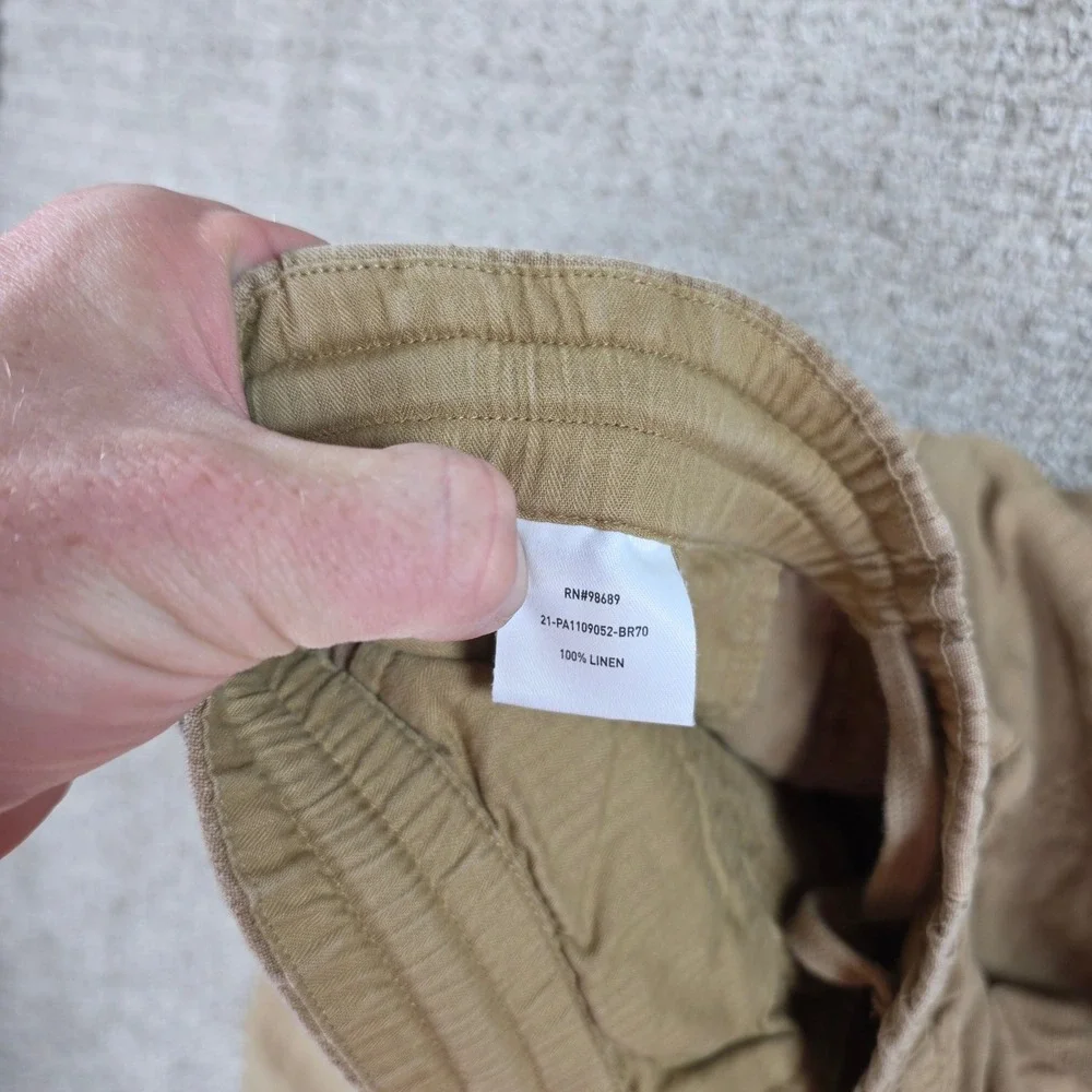 Todd Snyder Beach Pants Mens Medium 100% Linen Elastic Waist Pull On Tan Beige